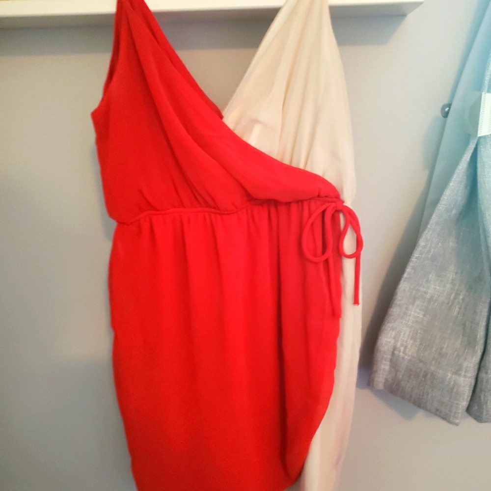 Faux wrap two tone chiffon dress in size Medium